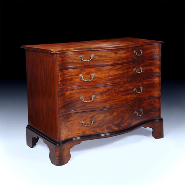 Alexander George Fine Antiques | Collection | Desks 28 George III Mahogany Serpentine Chest of Drawers