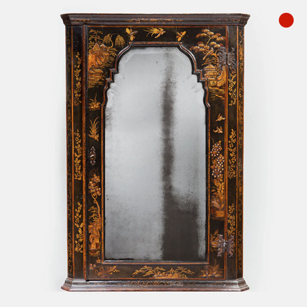 Important Queen Anne Japanned Chinoiserie Corner Cupboard by John Coxed