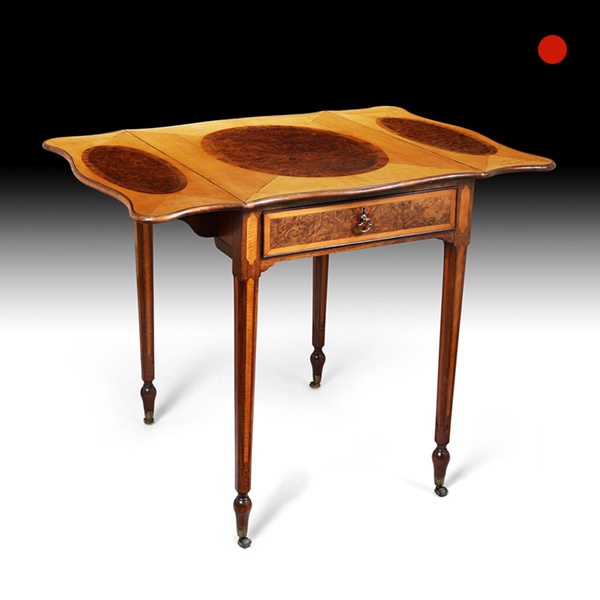 18th Century George III Satinwood and Pollard Oak Pembroke Occasional Table