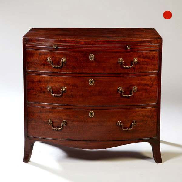 George III Sheraton period bow-fronted caddy topped mahogany chest of drawers