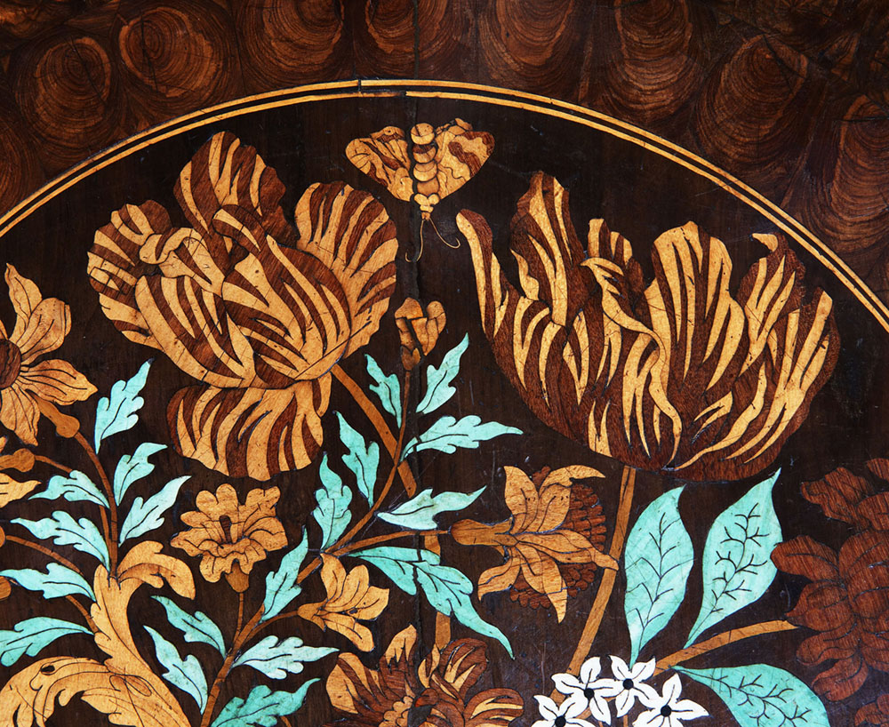 Charles II Olive Oyster Floral Marquetry Table 1
