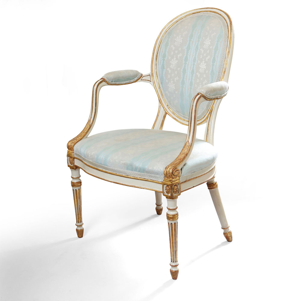 George III parcel gilt painted pair of chairs