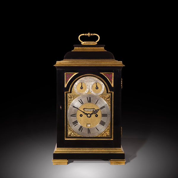 Alexander George Fine Antiques | Collection | Clocks & Barometers 16 George III Ebony Veneered Bracket Clock with Pull Quarter Repeat on Six Bells, Thomas Hughes, London