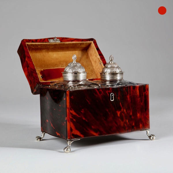 George III Red Tortoiseshell Tea Caddy