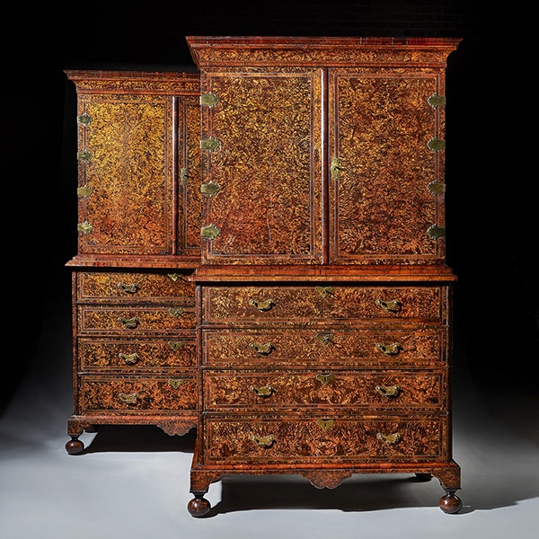Alexander George Fine Antiques | Collection | Seating 29 A Pair of Coxed and Woster Mulberry Cabinets on Secretaire Chests