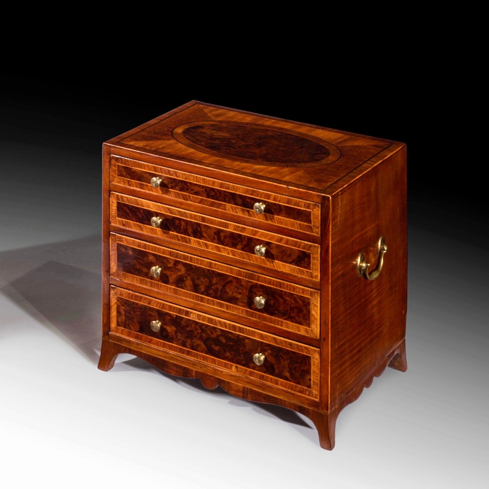 miniature burr yew and satinwood chest