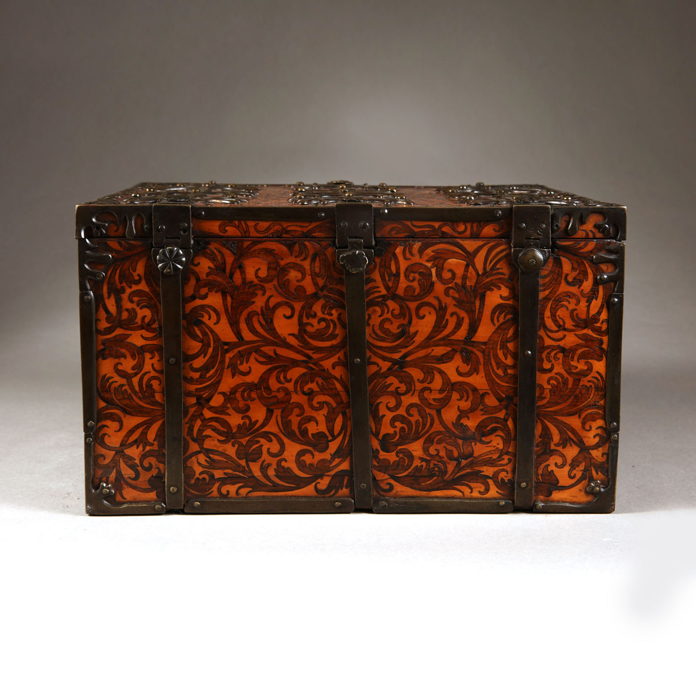 William and Mary Seaweed Marquetry Strong Box Firmly Attributed to Gerrit Jensen
