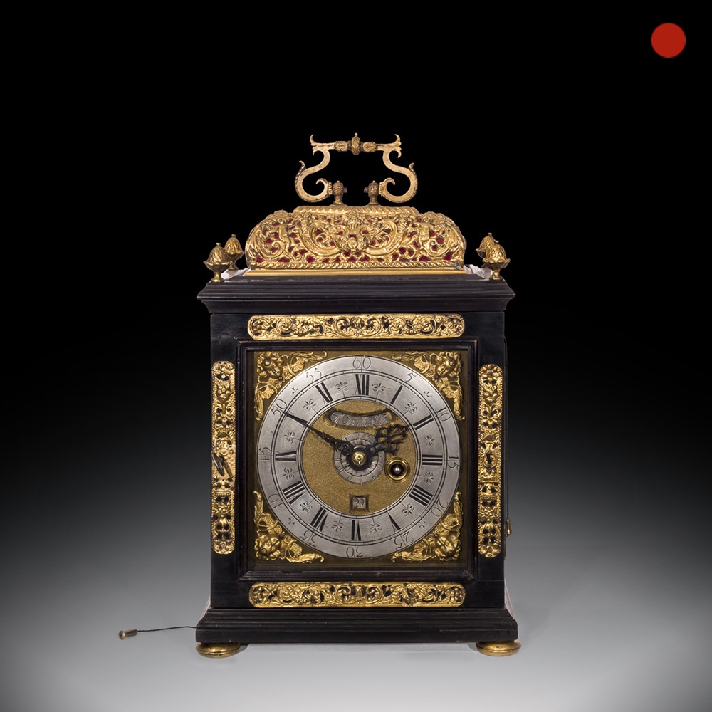 17th-Century Ebony Veneered Table Clock with Alarm and Pull Quarter Repeat 1