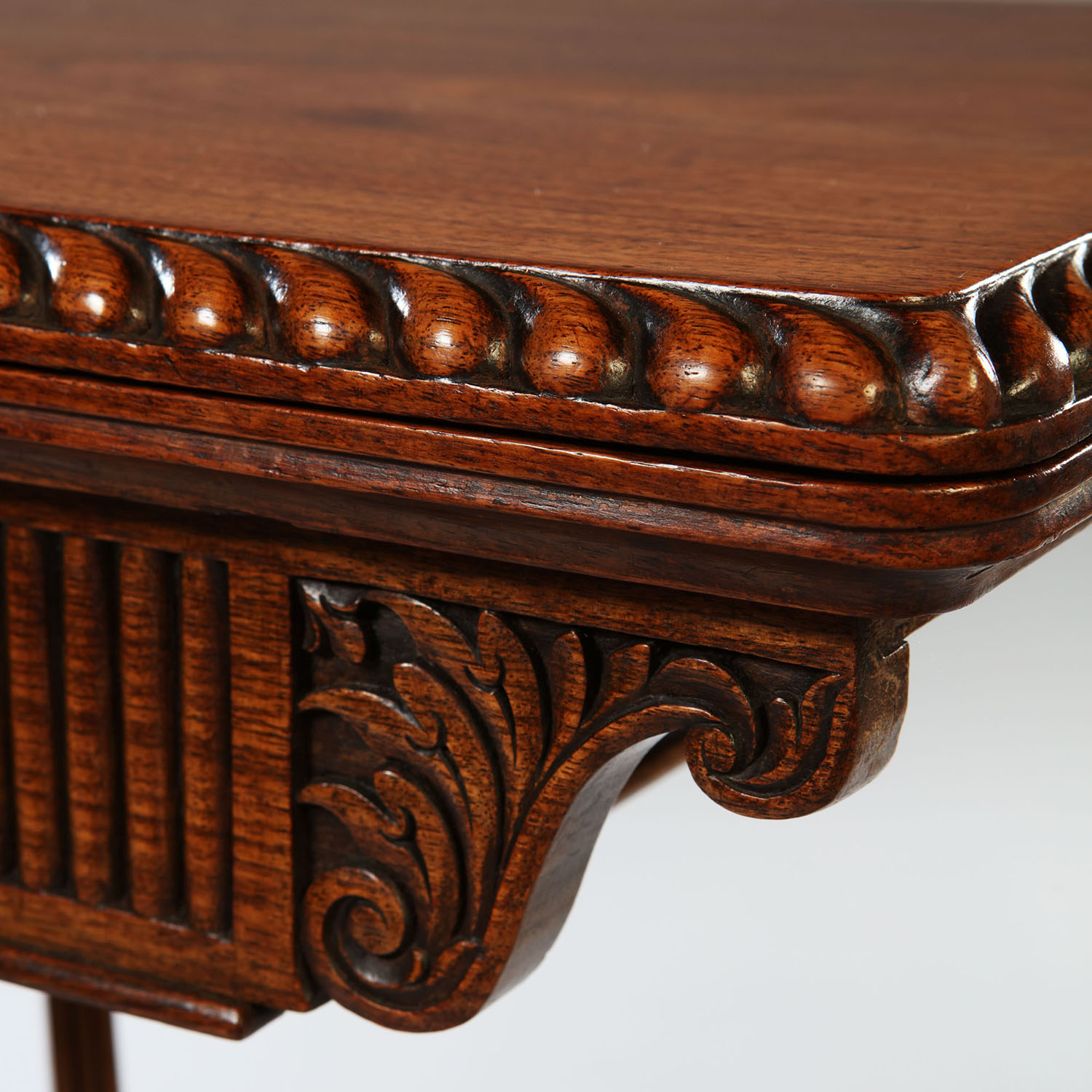 Solid Padauk Carved Anglo-Indian Card Table