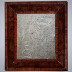 17th Century William and Mary Olive Oyster Cushion Mirror