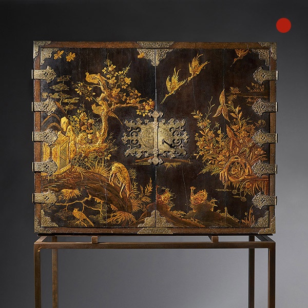 Charles II Japanned Cabinet of exceptional condition c. 1675 raised on a contemporary stand.