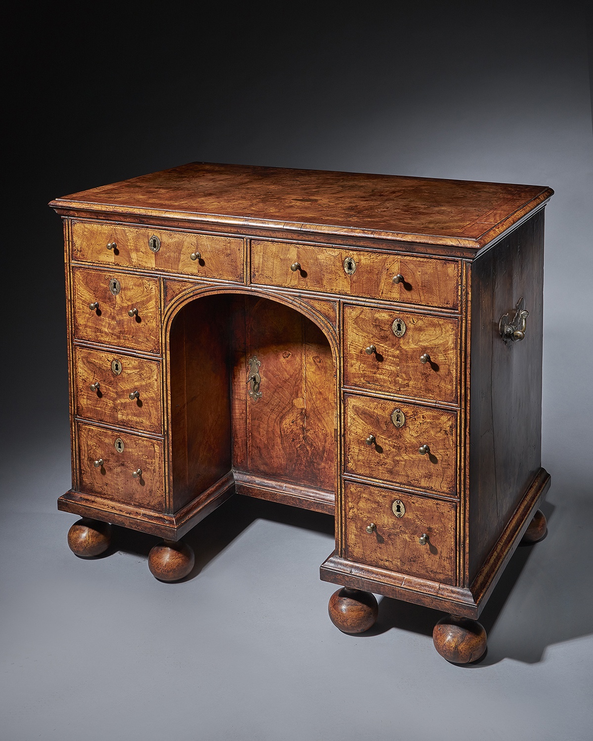 Queen Anne Walnut Kneehole Desk 2