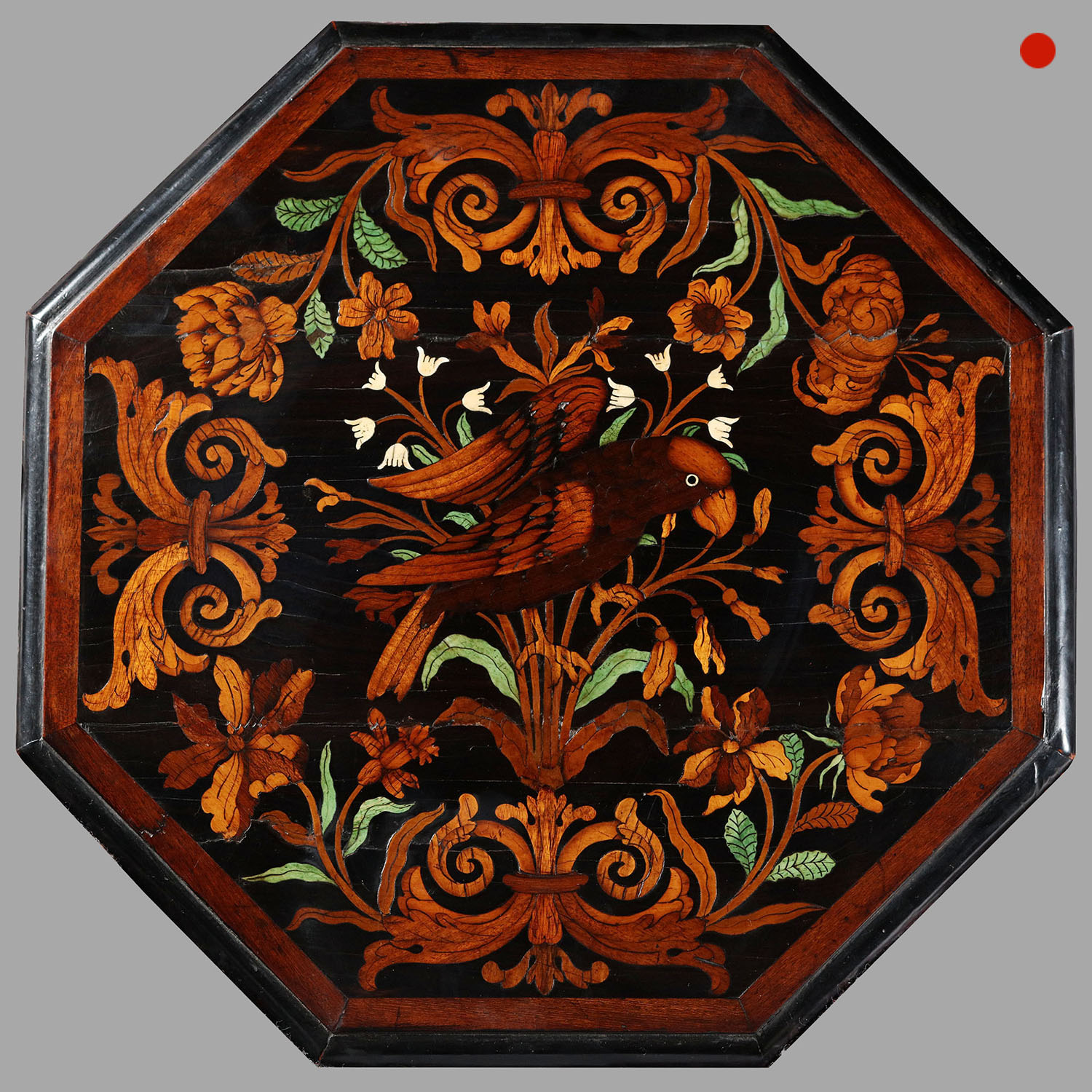 17th-Century Floral Marquetry Candle Stand 1