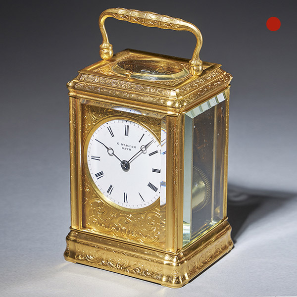 19th Century Gilt-Brass Engraved Striking and Repeating Carriage Clock