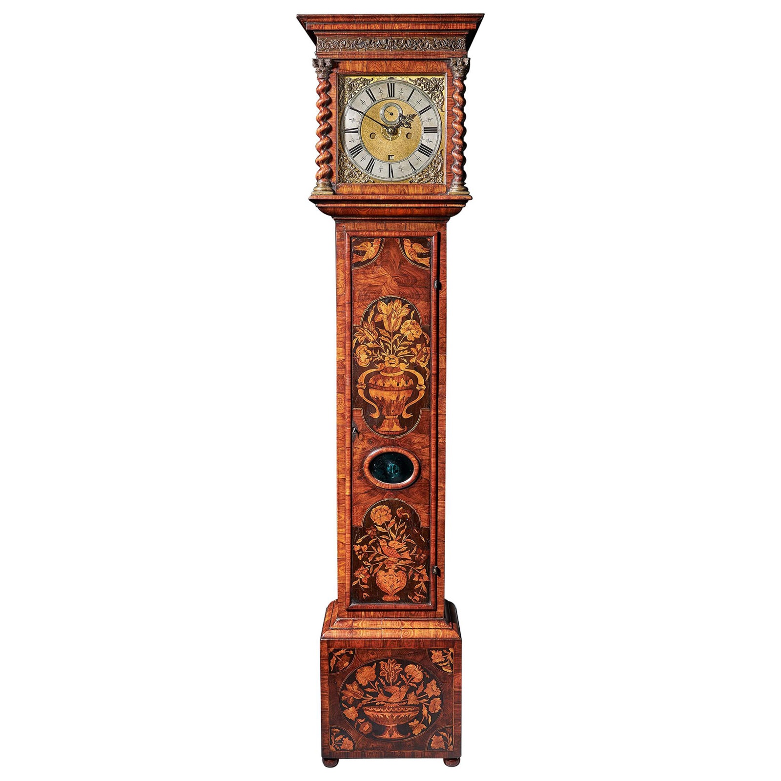 Important Charles II 17th Century Princes Wood and Marquetry Longcase Clock 1