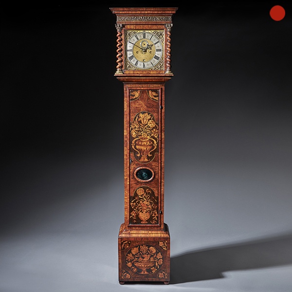 Important Charles II 17th Century Princes Wood and Marquetry Longcase Clock
