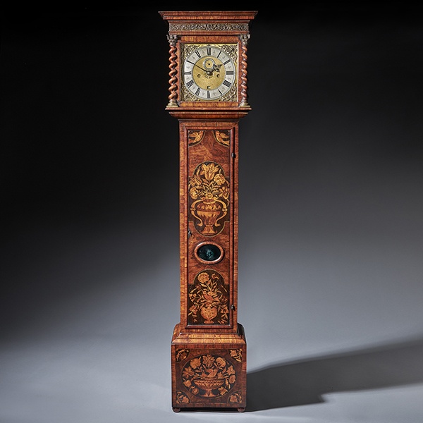 Important Charles II 17th Century Princes Wood and Marquetry Longcase Clock 2