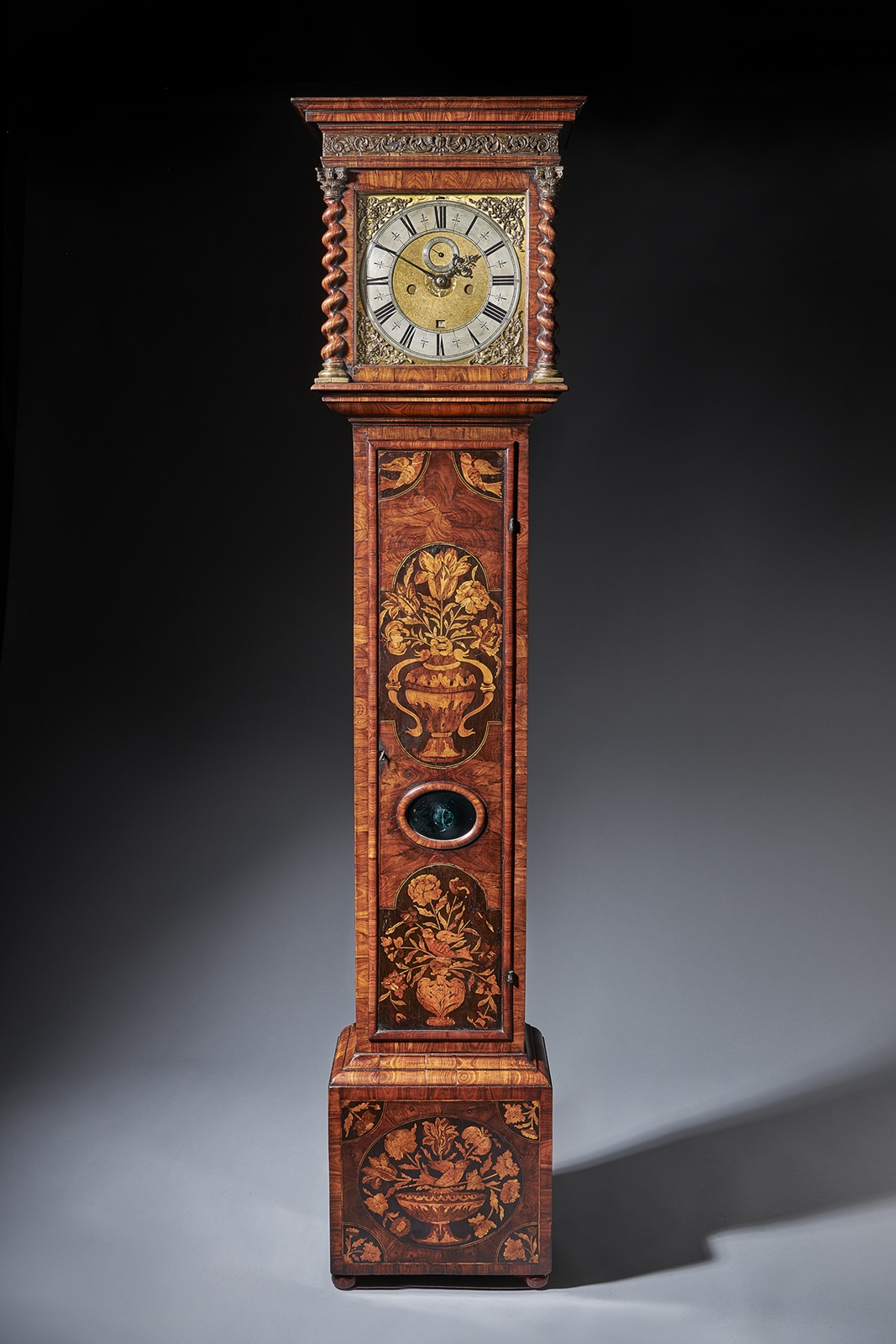 Important Charles II 17th Century Princes Wood and Marquetry Longcase Clock 3