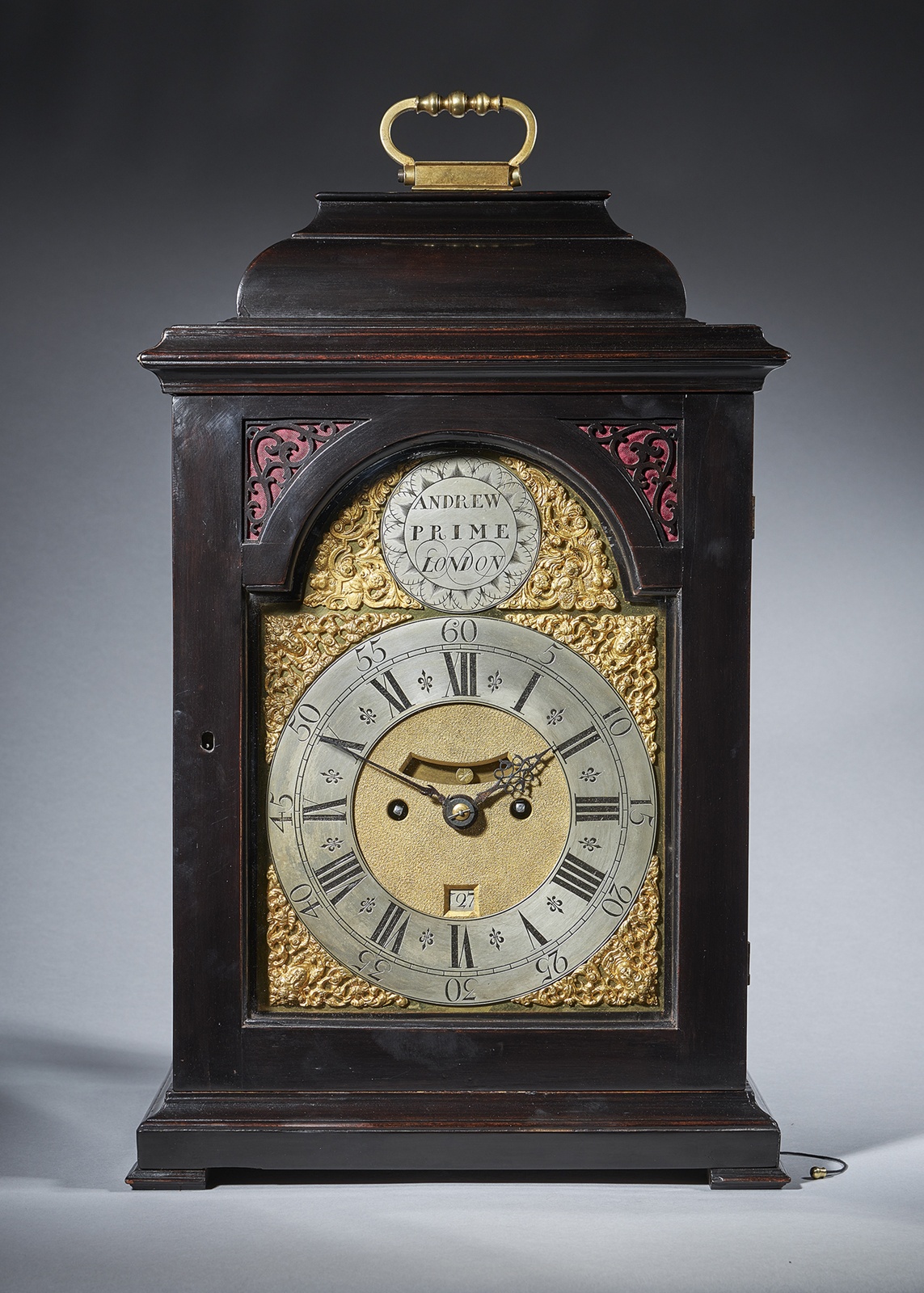 Fine Ebonized George II Eight Day Table Clock with Dutch Striking and Trip Rep 1