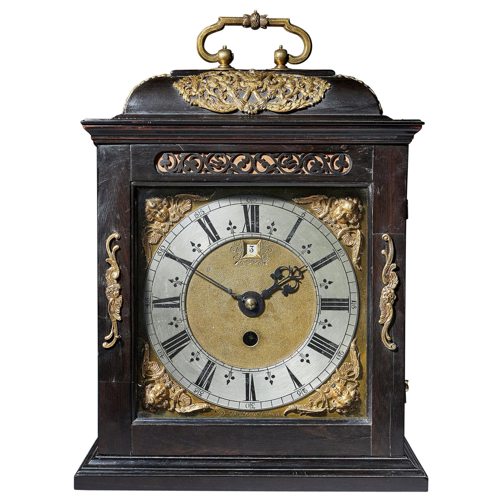 Fine 17th Century Charles II Spring Driven Table Clock by Deodatus Threlkeld 13