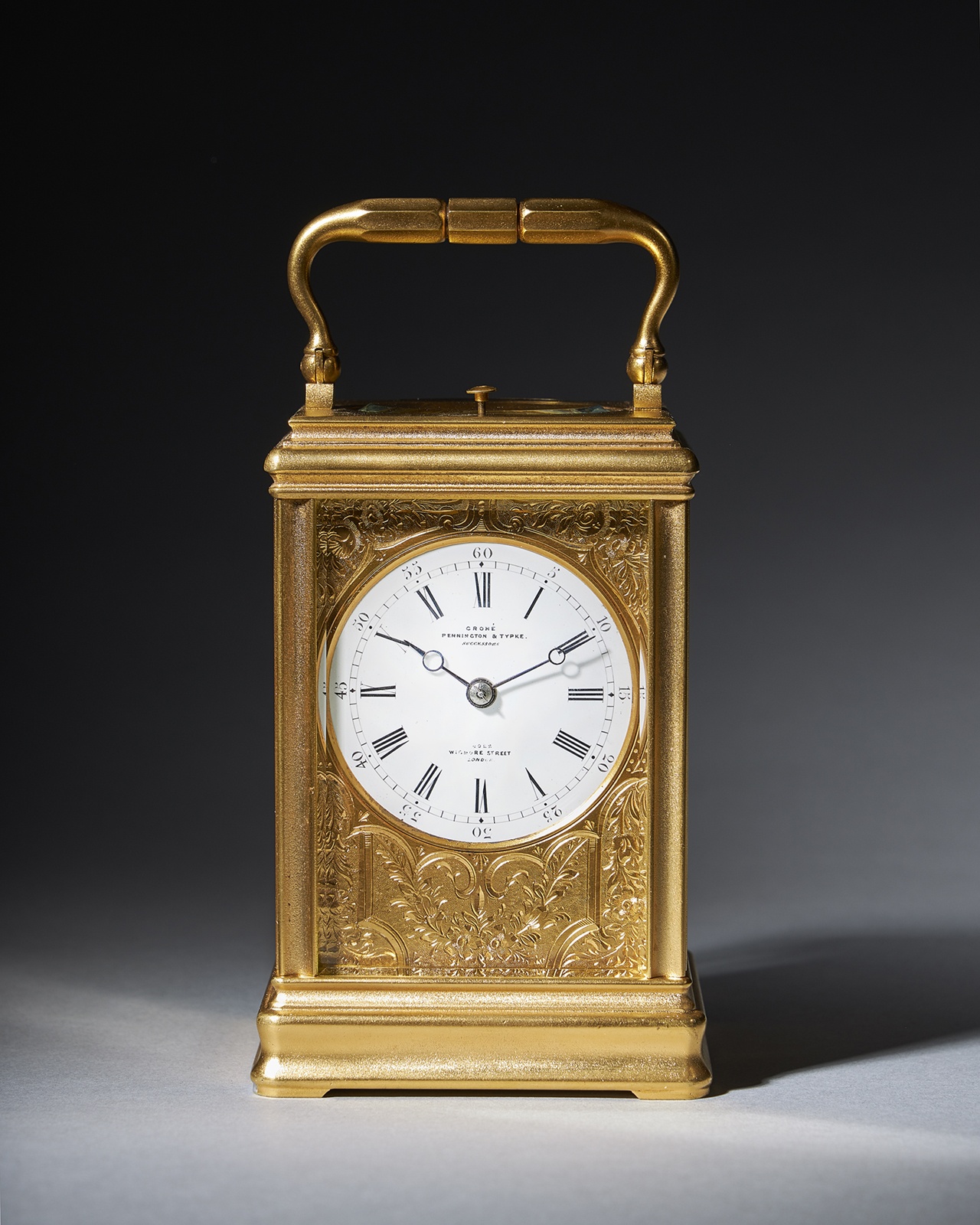 19th Century Repeating Gilt-Brass Carriage Clock by the Famous Drocourt 6
