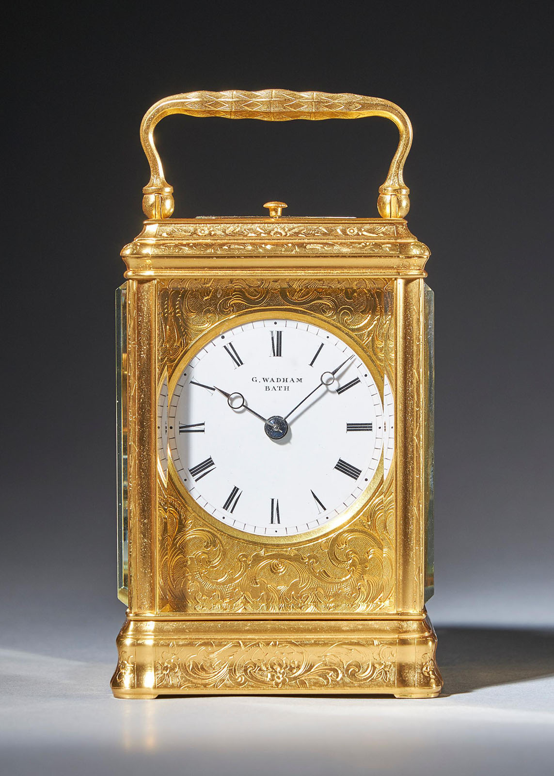 19th Century Gilt-Brass Engraved Striking and Repeating Carriage Clock 2