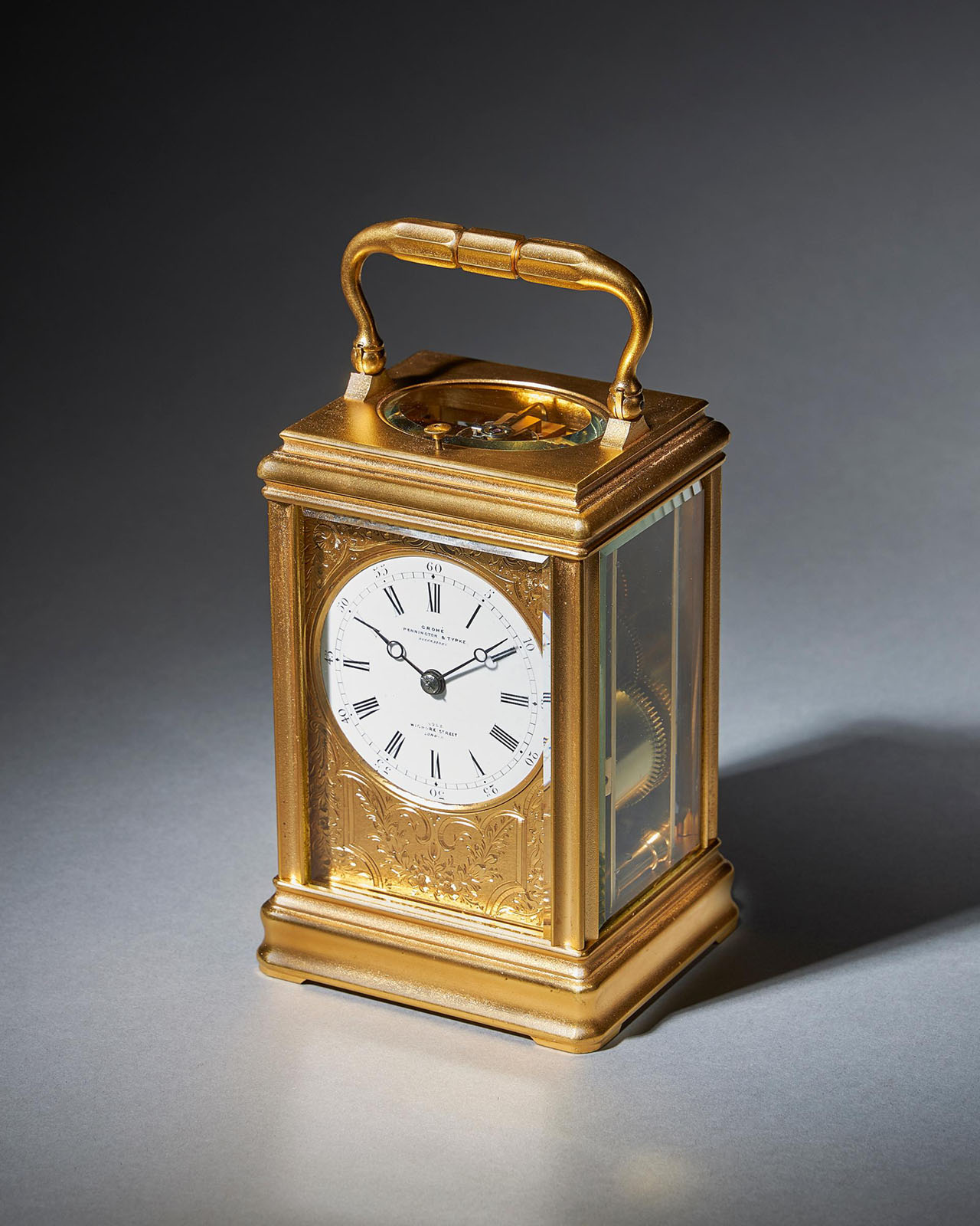 19th Century Repeating Gilt-Brass Carriage Clock by the Famous Drocourt 4