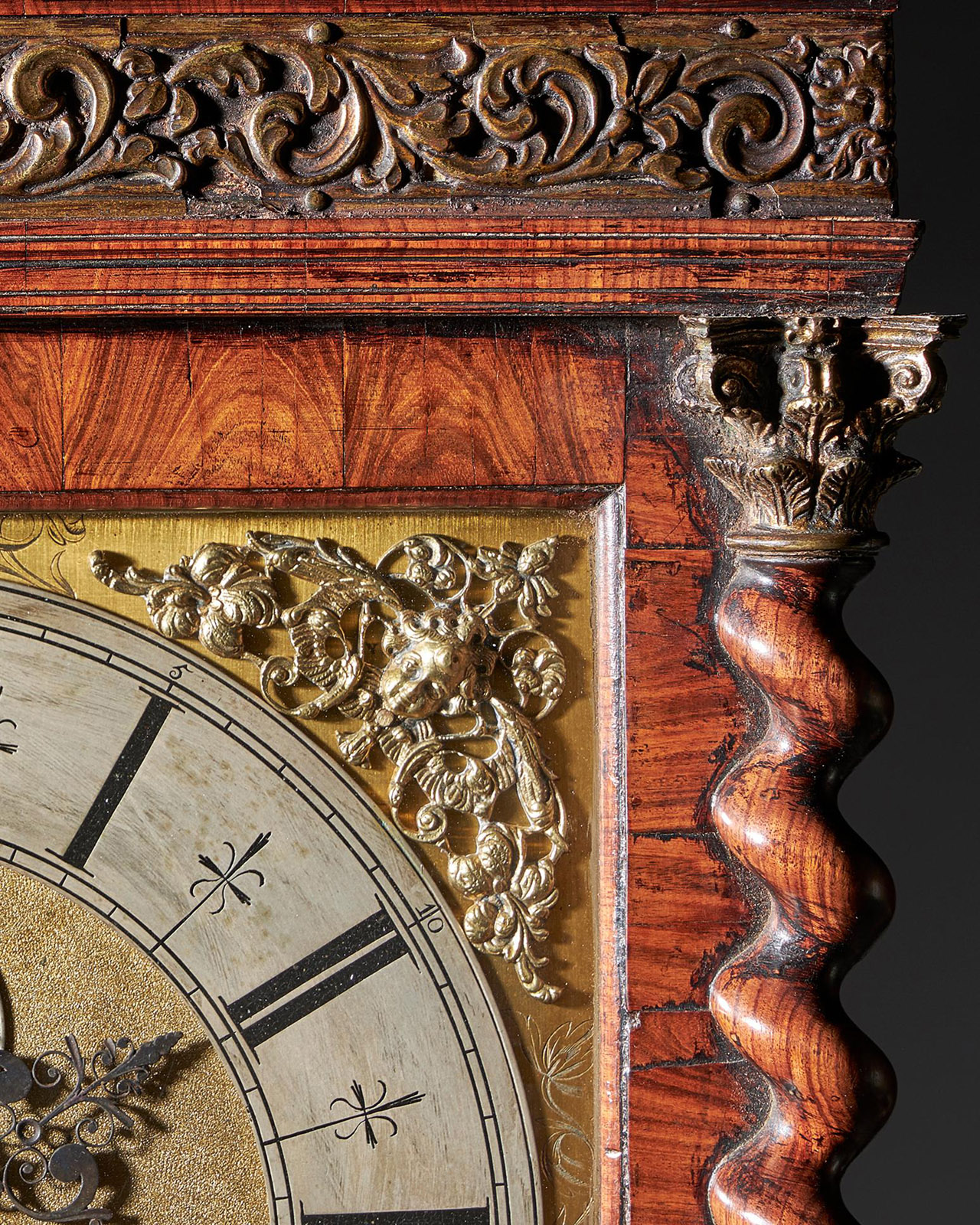 Important Charles II 17th Century Princes Wood and Marquetry Longcase Clock 6