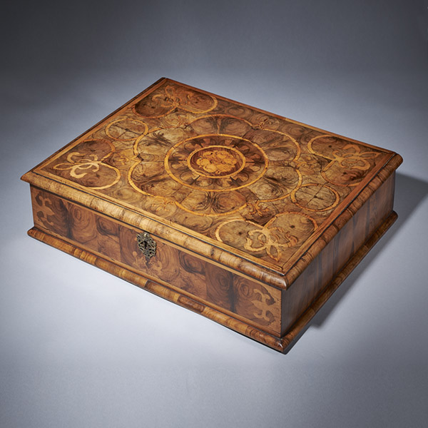 Alexander George Fine Antiques | Collection | Clocks & Barometers 41 Exceptional Charles II Blond Olive Oyster Lace Box of Large Scale