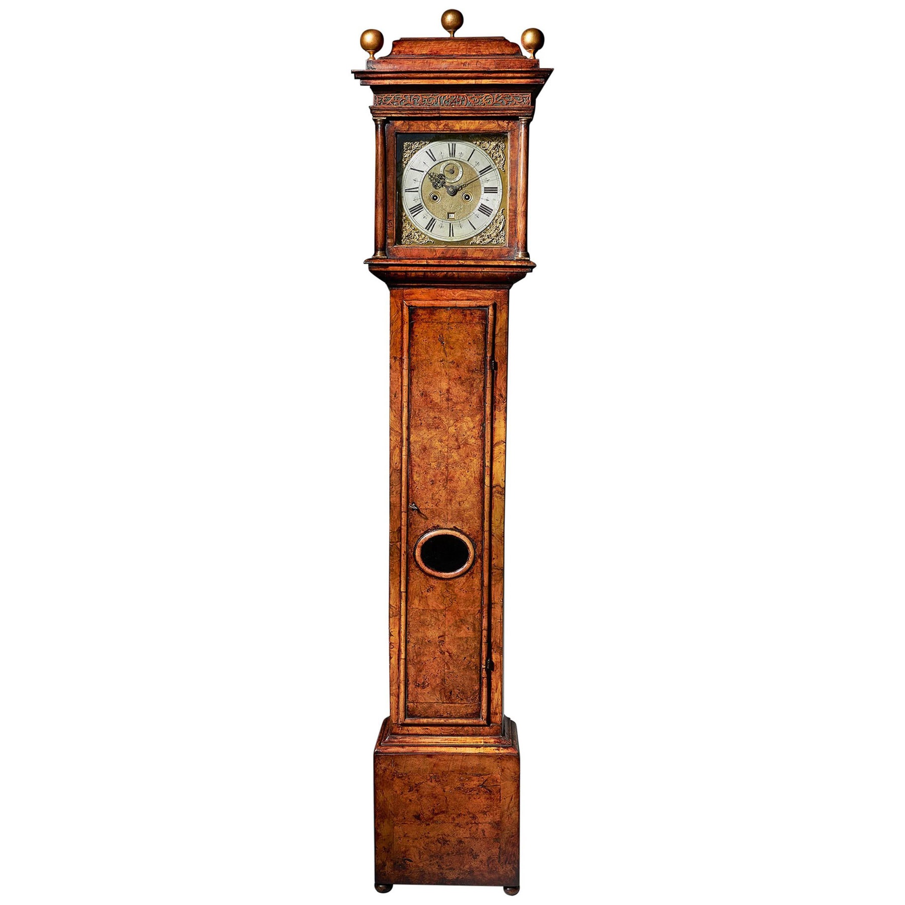 17th Century William and Mary Eight Day Burr Walnut Longcase Clock, John Martin 1