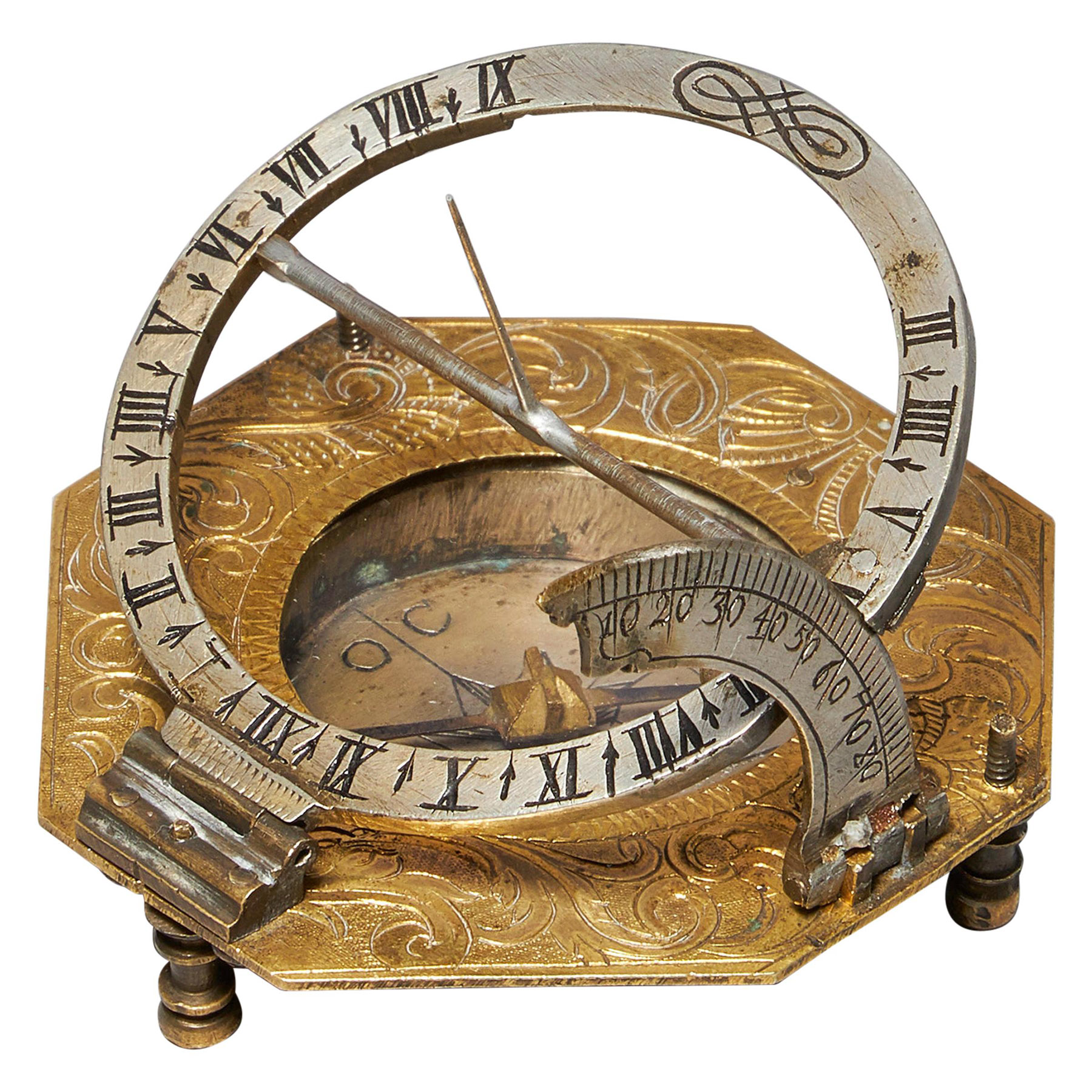 18th Century German Equinoctial Pocket Sundial and Compass by Ludwig Theodor 2