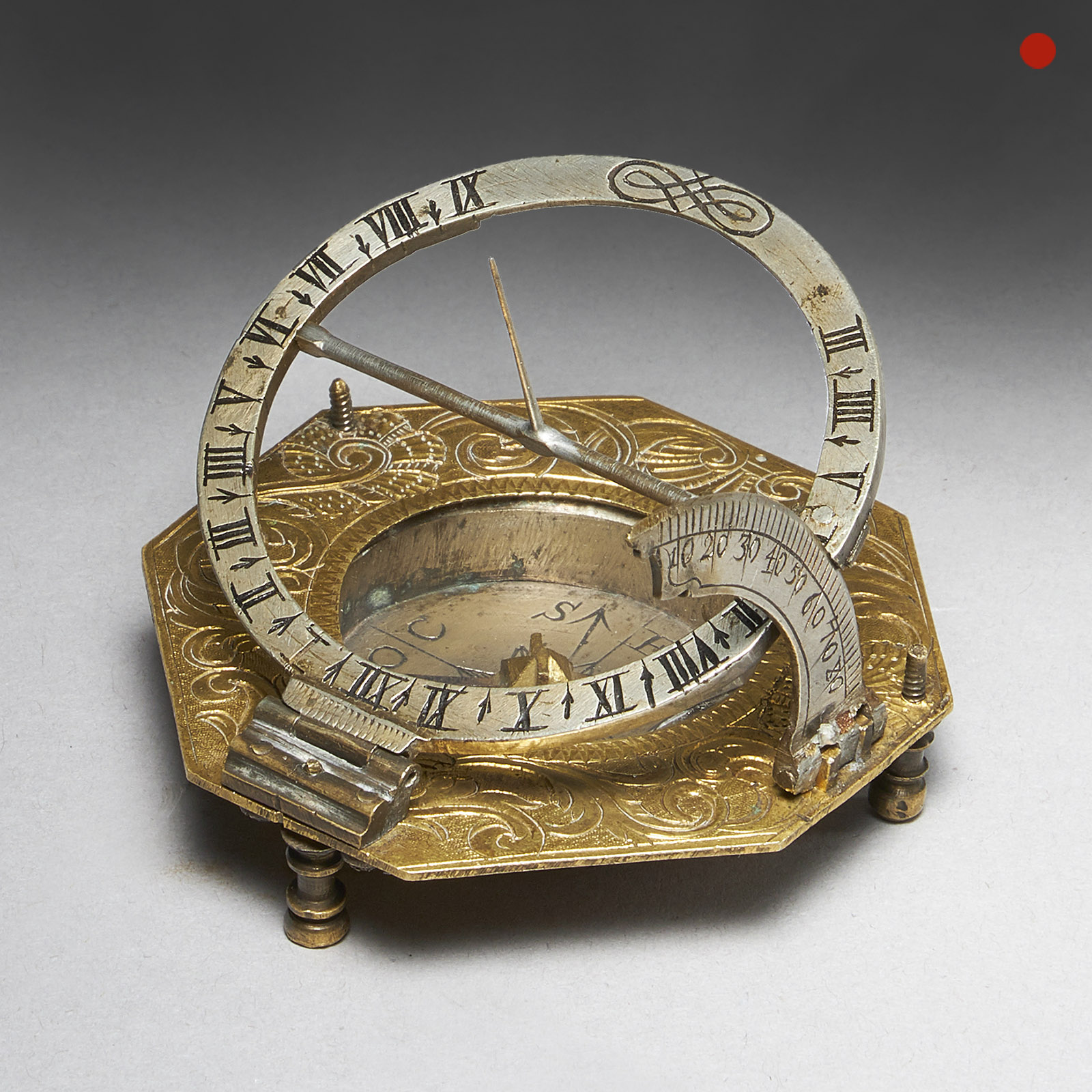 18th Century German Equinoctial Pocket Sundial and Compass by Ludwig Theodor 1