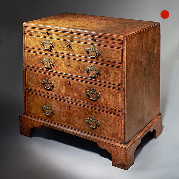 George II Burr/Burl Walnut Caddy Topped Chest, circa 1730-1740