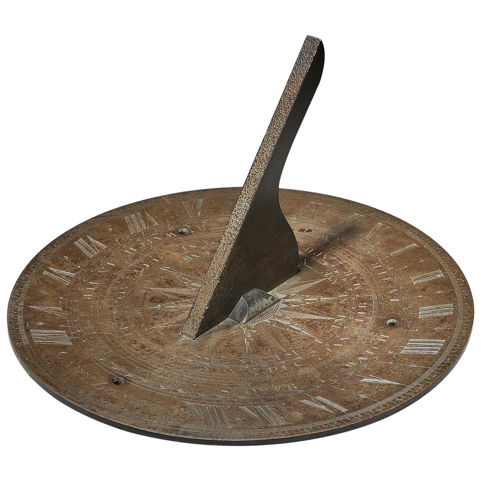Early 19th Century English Bronze Horizontal Sundial by Cary of London 1