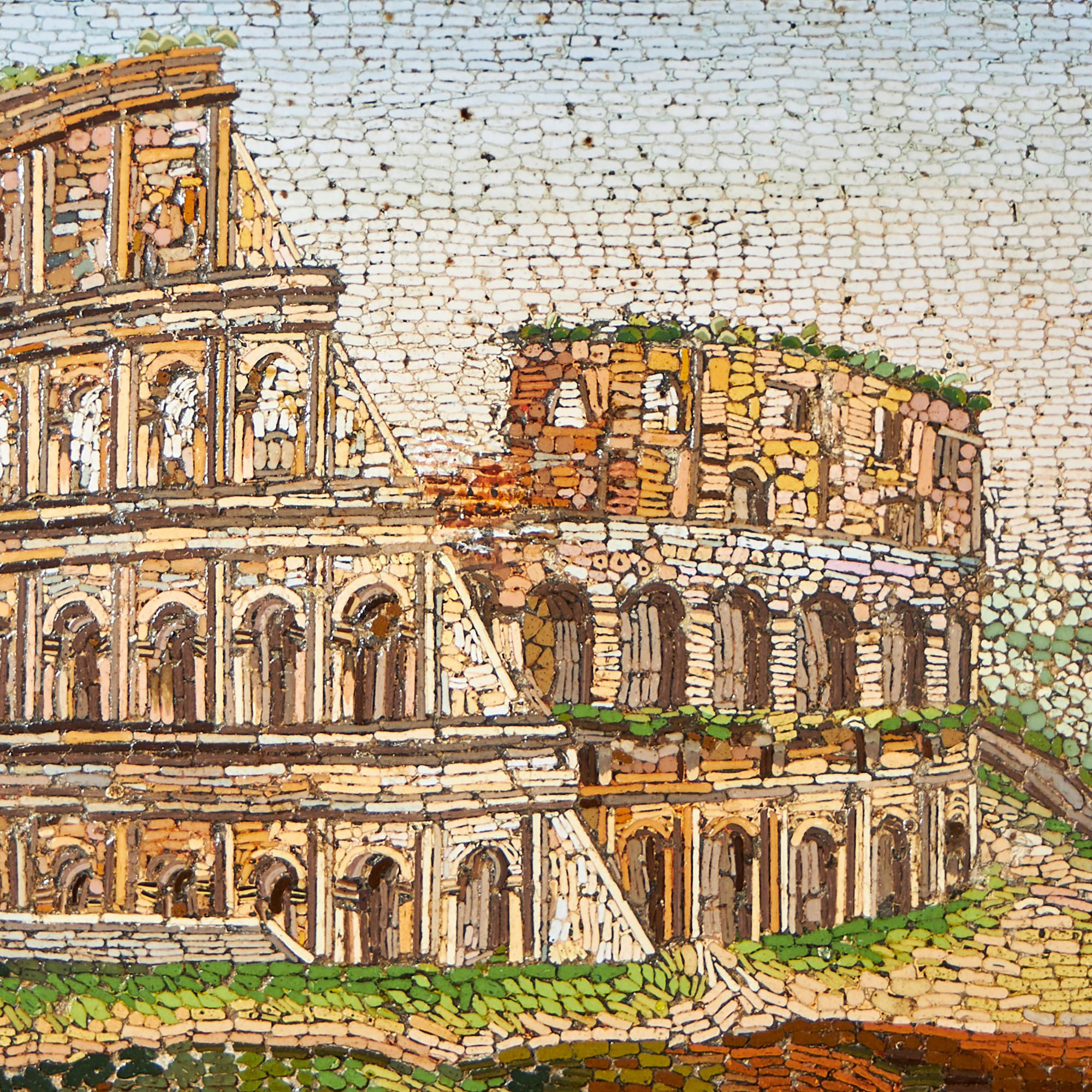 Early 19th Century Grand Tour Framed Pulvinated Micro Mosaic of the Colosseum 5