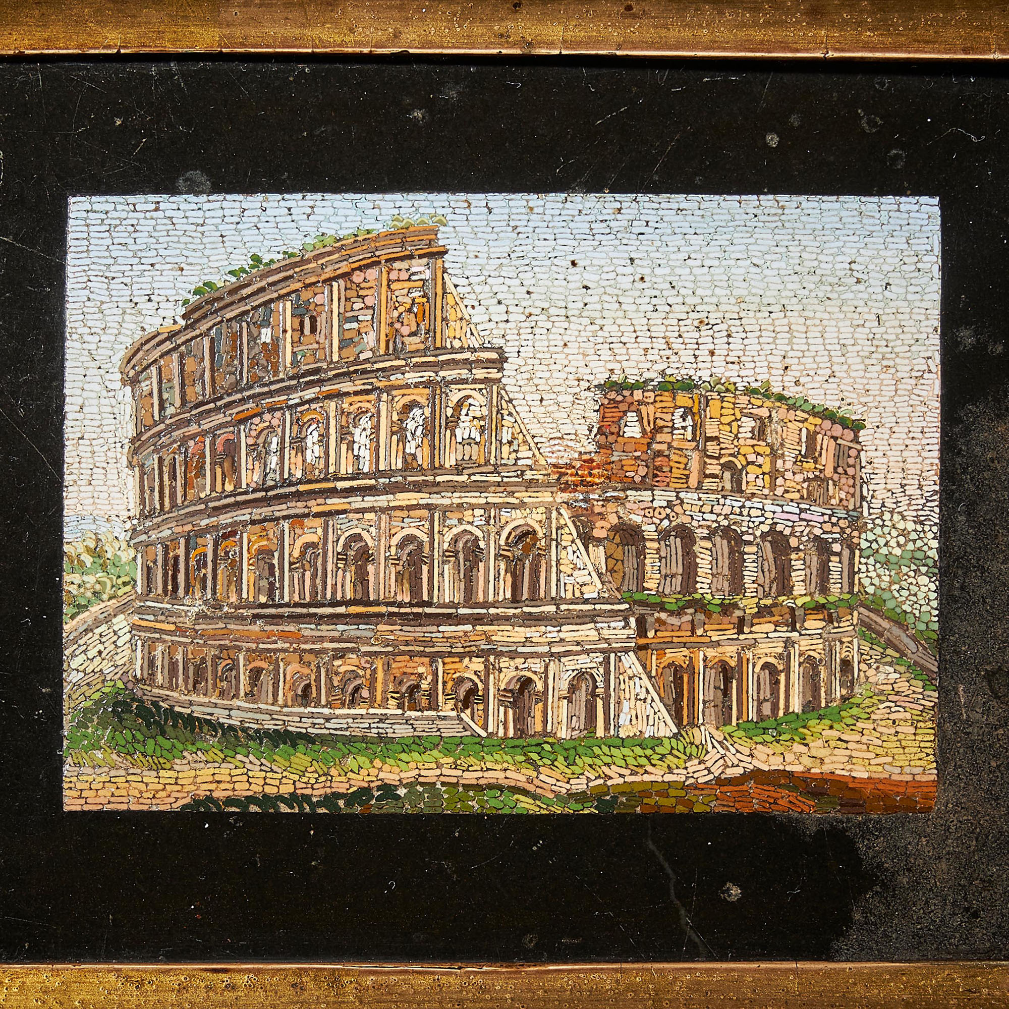 Early 19th Century Grand Tour Framed Pulvinated Micro Mosaic of the Colosseum 6