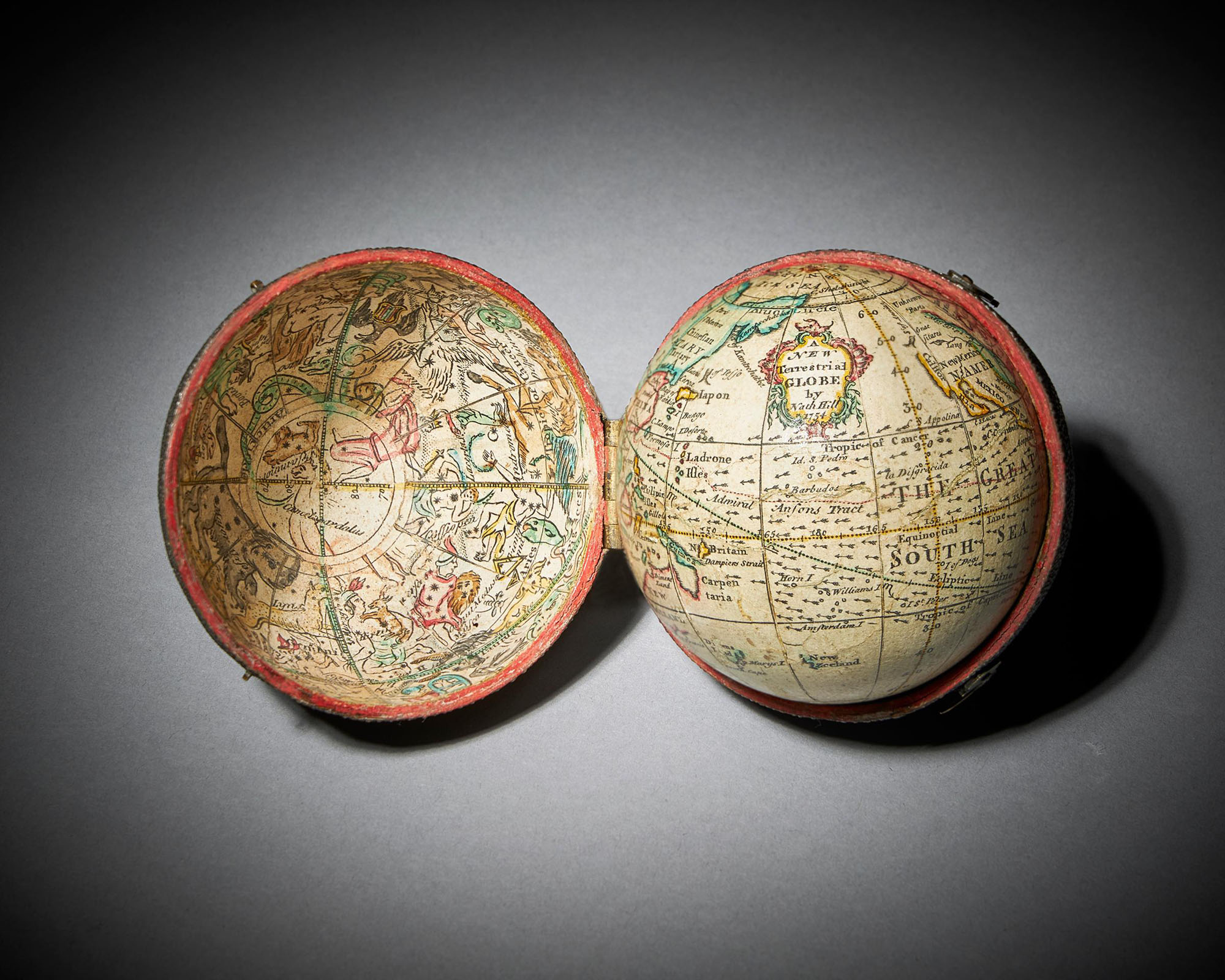 Fine English Celestial Pocket Globe by Nathaniel Hill 12