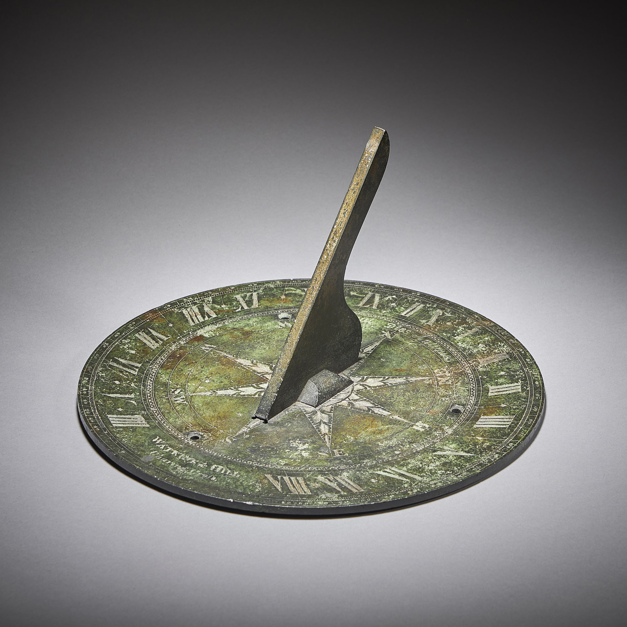 Rare 19th Century Bronze Horizontal Sundial by Watkins & Hill London 2
