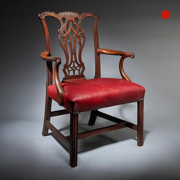 George III 18th Century Mahogany Armchair in the Manner of Thomas Chippendale