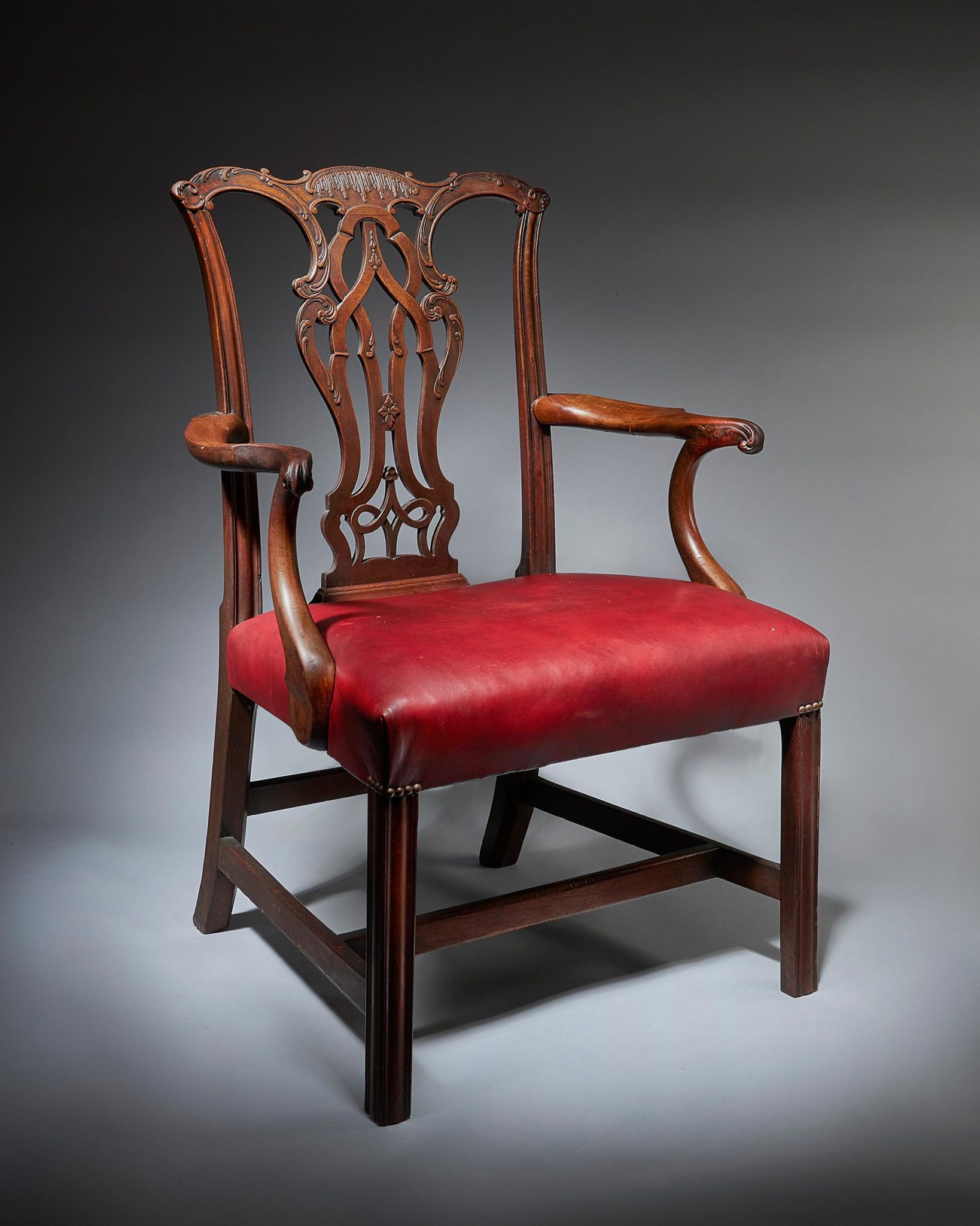 George III 18th Century Mahogany Armchair in the Manner of Thomas Chippendale 1