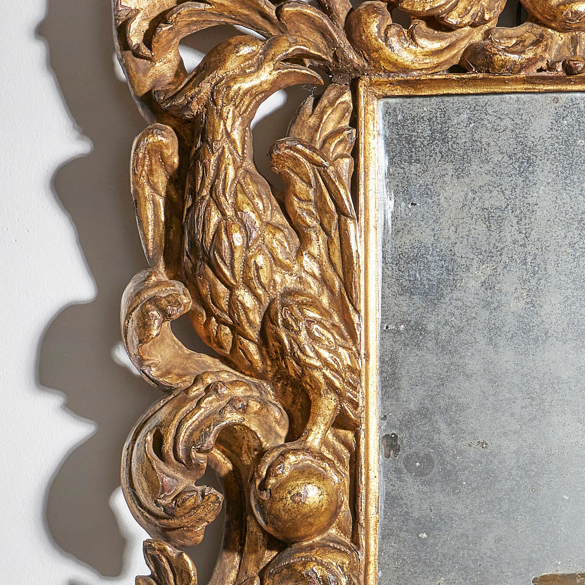 Powerful and Bold 17th Century Baroque Giltwood Mirror 1