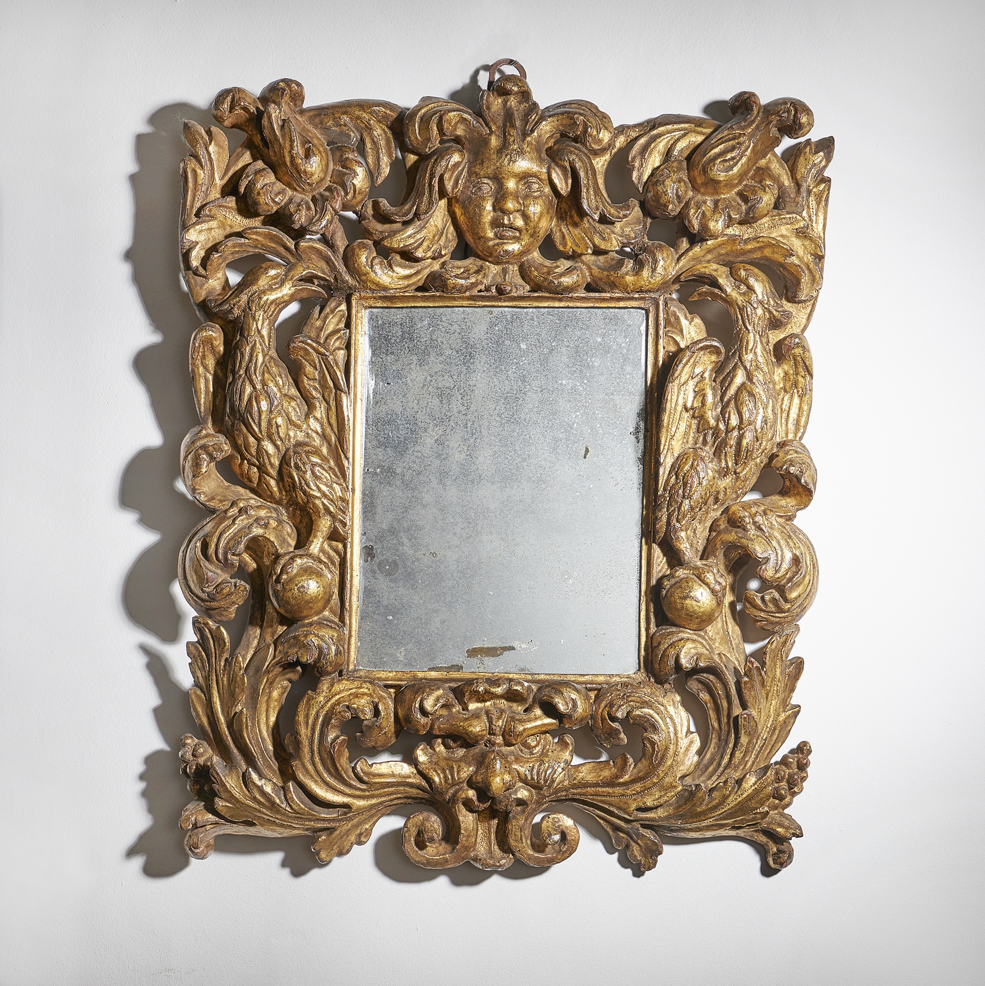 Powerful and Bold 17th Century Baroque Giltwood Mirror 3