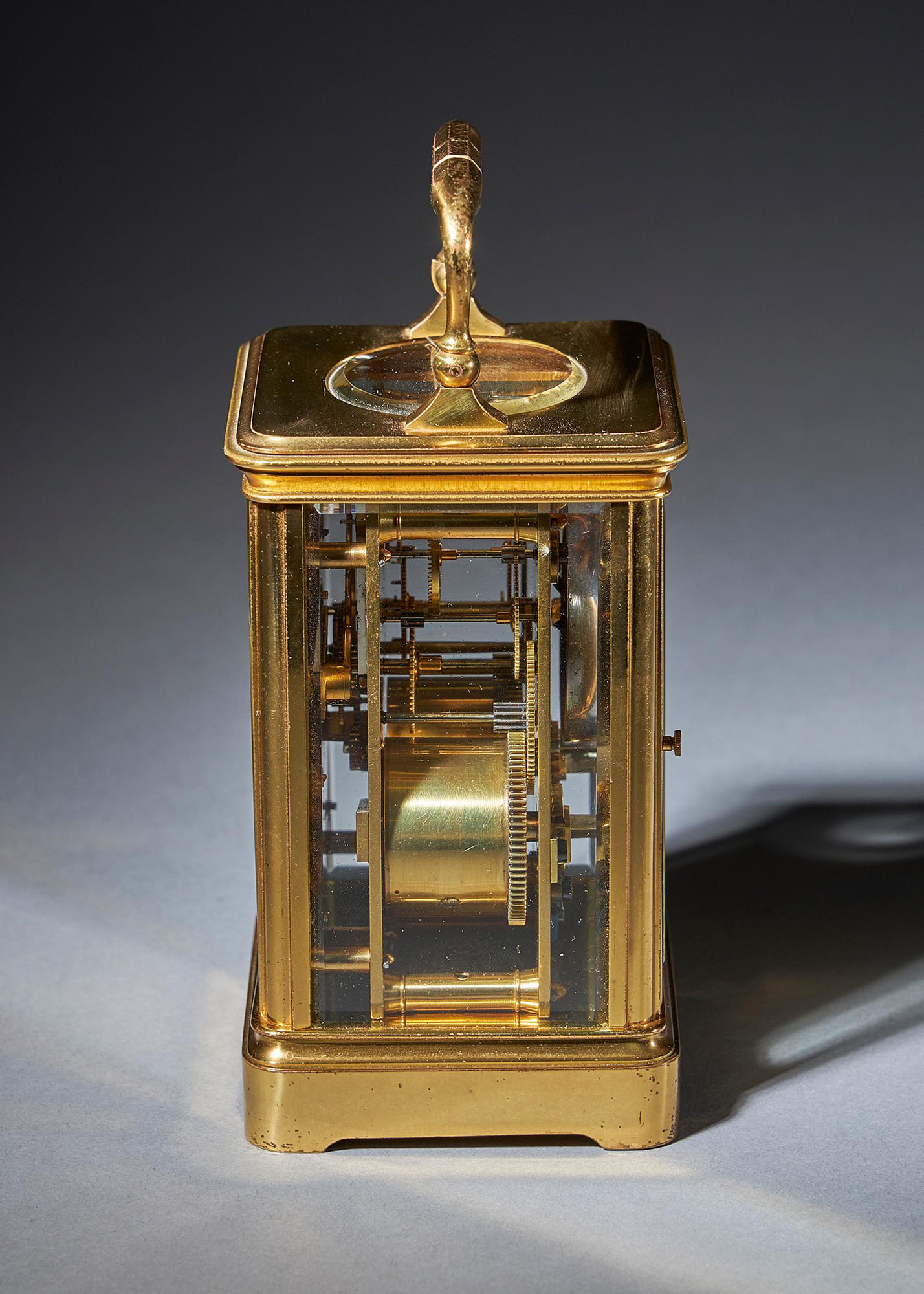Striking 19th Century Carriage Clock with a Gilt-Brass Corniche Case by Grohé 3