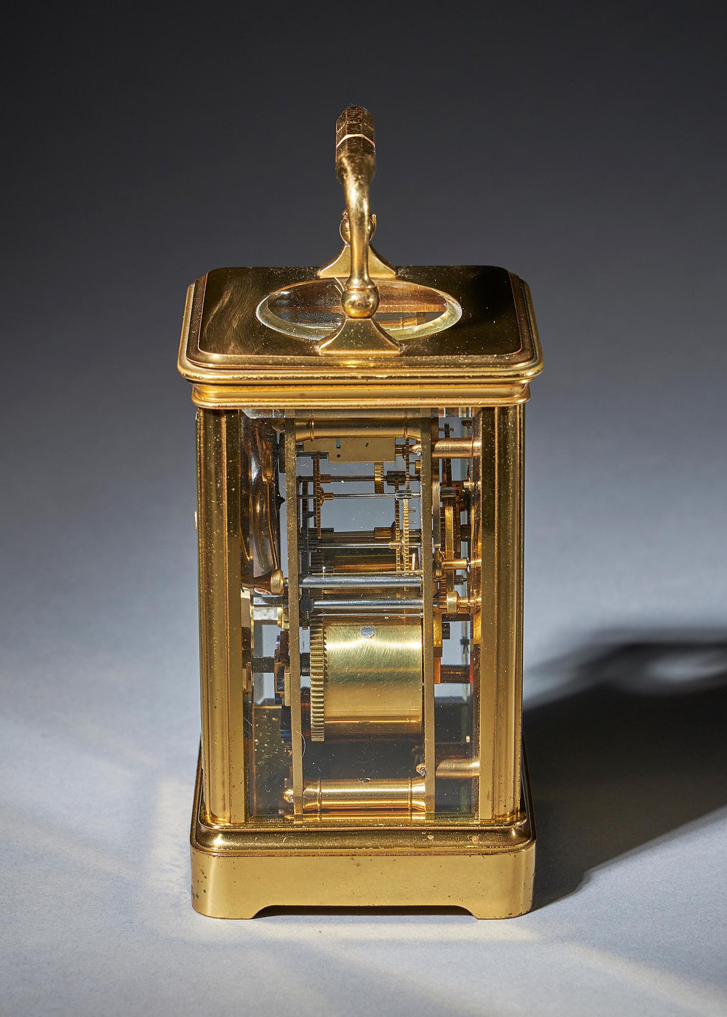Striking 19th Century Carriage Clock with a Gilt-Brass Corniche Case by Grohé 5