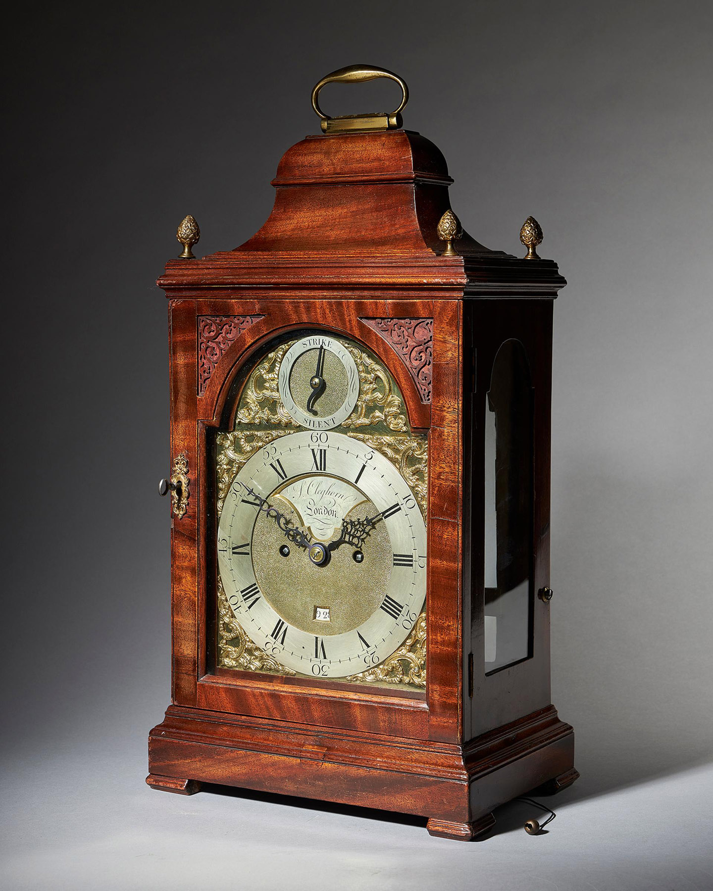 A Fine 18th Century Mahogany Eight Day Table Clock with Trip Quarter Repeat 2