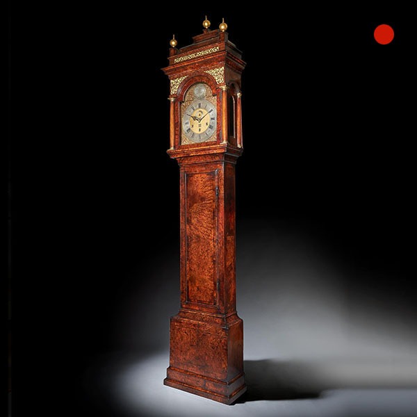 The 10.12ft 18th Century George I Bur/Burl Walnut Month Longcase Clock by James Markwick