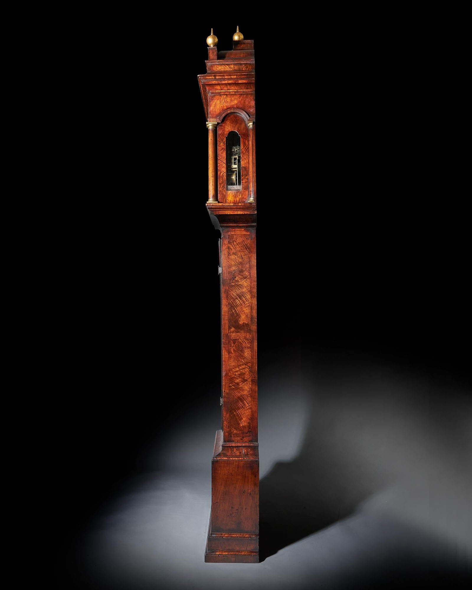 The 10.12ft 18th Century George I Bur/Burl Walnut Month Longcase Clock by James Markwick 4