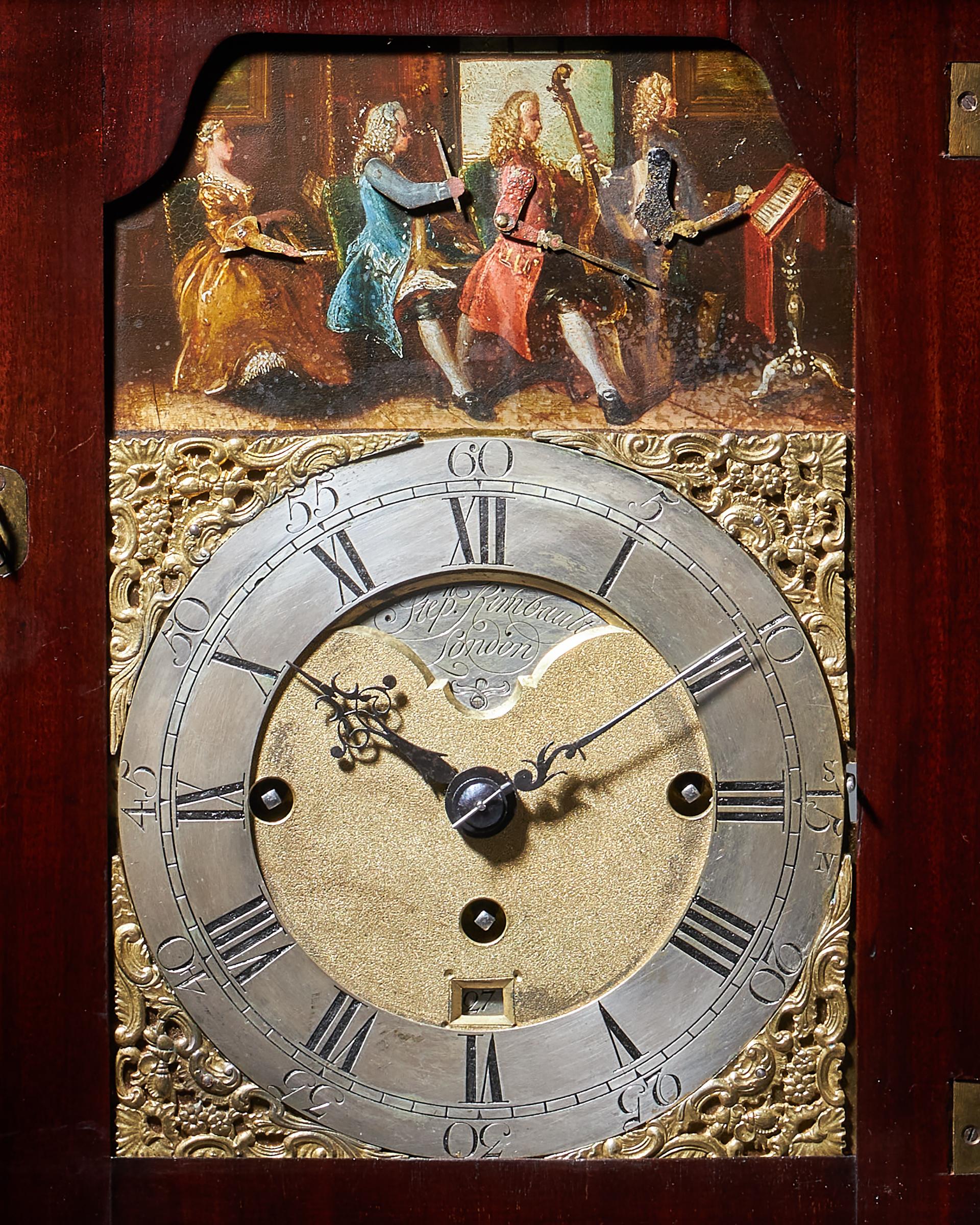 18th Century George III Mahogany Quarter Striking Automation Bracket Clock By Stephen Rimbault 7