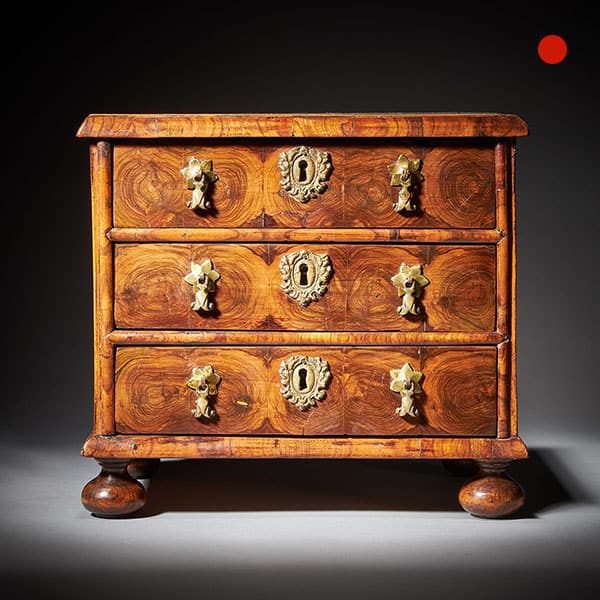 Miniature William and Mary Diminutive Olive Oyster Chest C.1688-1702