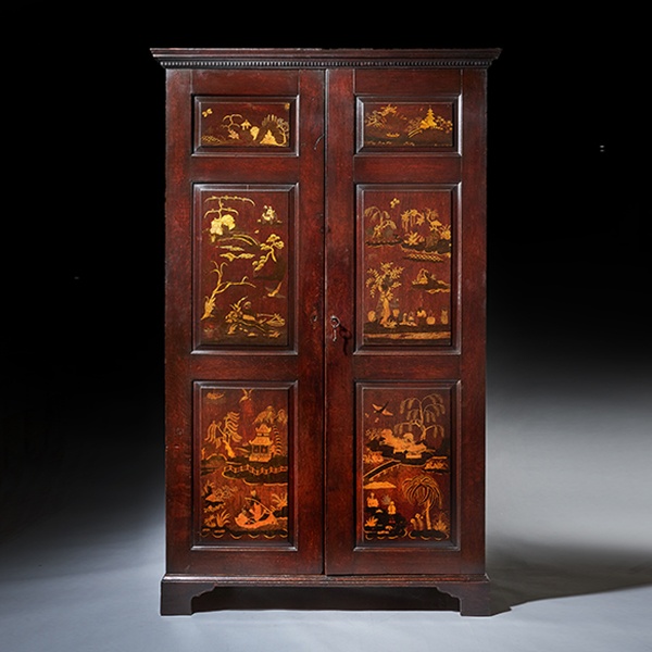 Antique Furniture Sales | Alexander George Fine Antiques 12 18th Century George III Chinoiserie Japanned Wardrobe, Chippendale Period, C1770